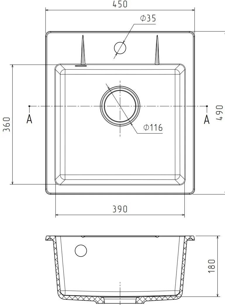 Кухонная мойка Кварц URBAN S369 GranFest 242-S369 - Вид №2