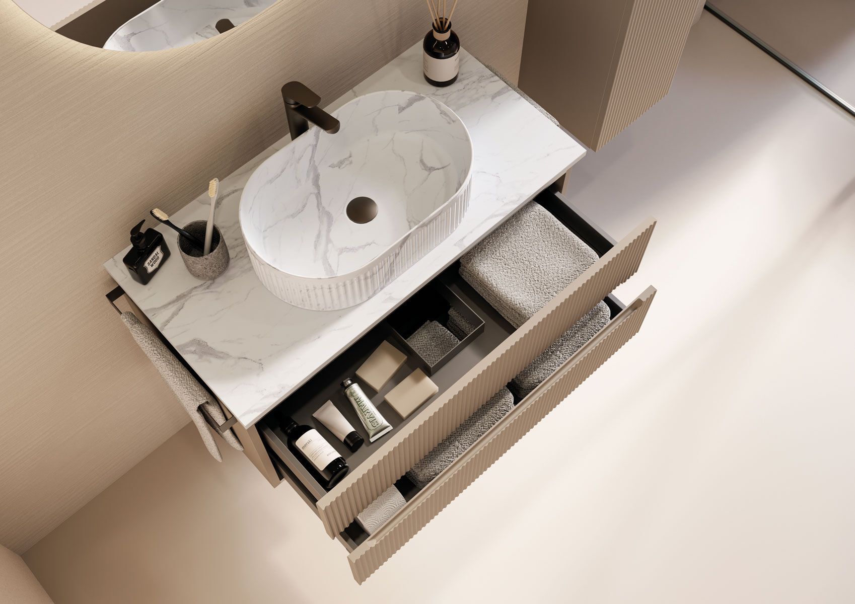 Деревянный подвесной туалетный столик с зеркалом LEGNOBAGNO Verso ARCH-00034506 - Вид №1