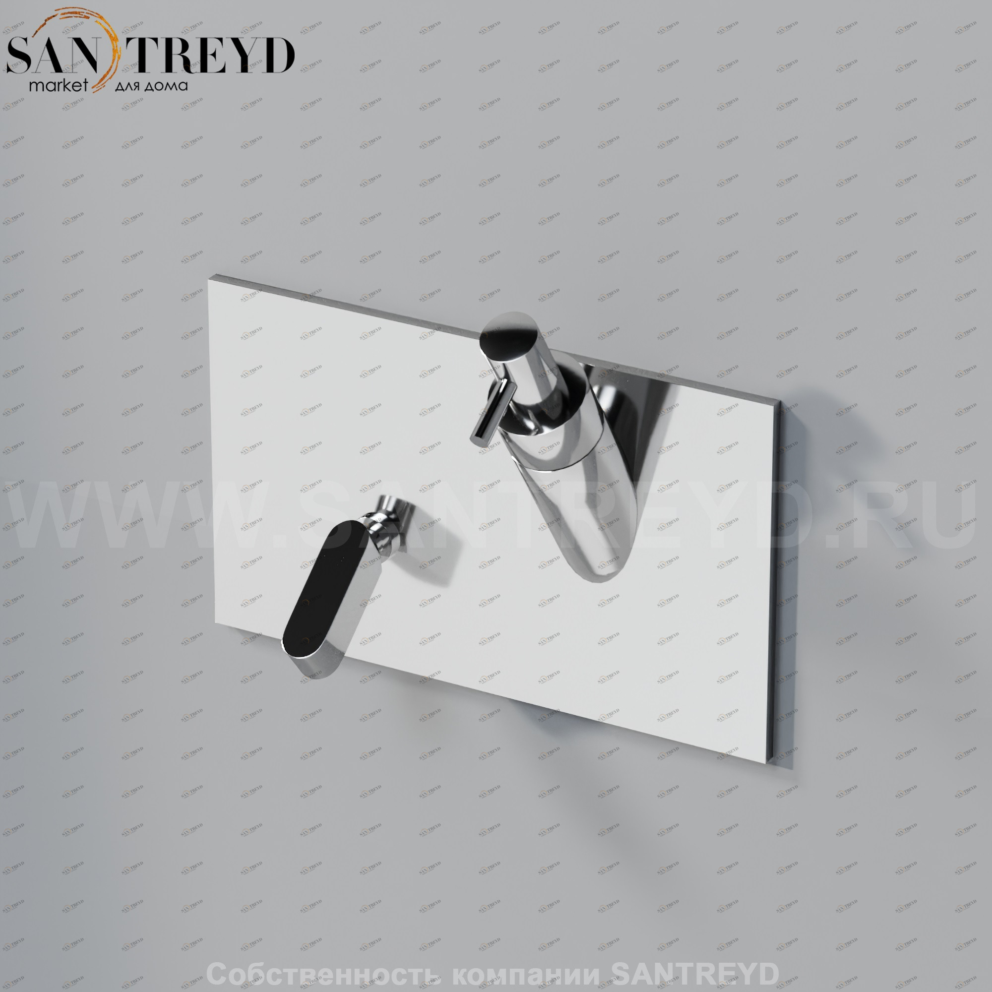 Встроенный однорычажный джойстиковый смеситель с диспенсером для мыла ARUB1013NS SQUARE для ванны или душа хромированный Agape