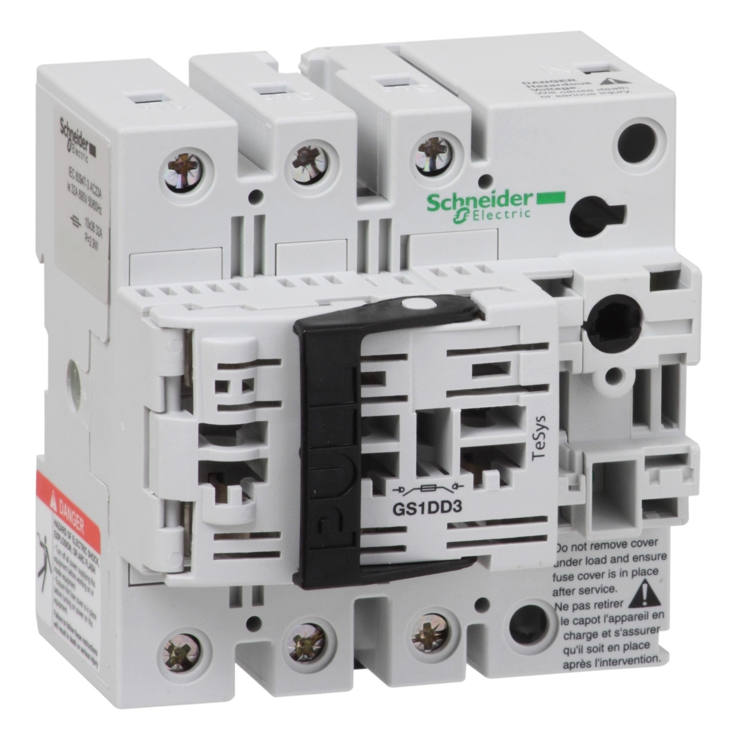 GS1DD3 Рубильник с предохранителем GS 32А 3P, 10x38 Schneider Electric TeSys 