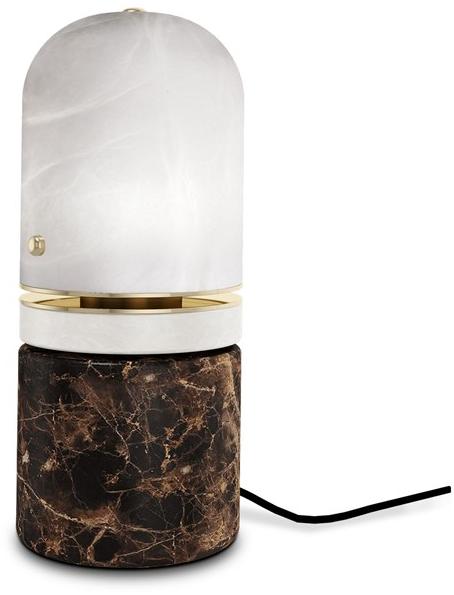 Porustudio Настольная лампа из мрамора Emperador и абажур из алебастра sun-id-1475651 - Вид №1