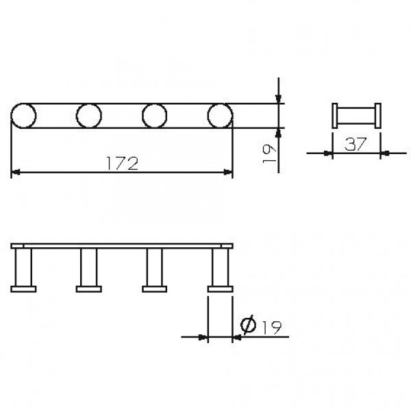 Планка 4 крючка 17 см Langberger 28034А sun-id-561742 - Вид №1