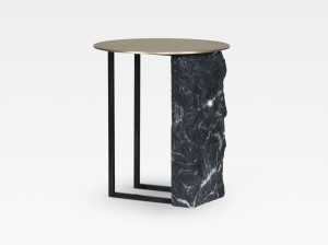 Круглый журнальный столик из черного мрамора Marquina