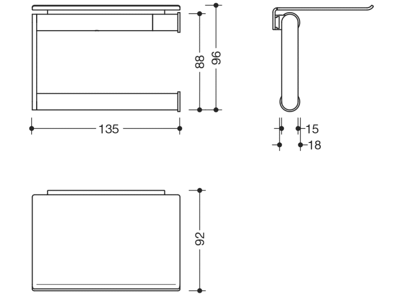 900.21.00440 Держатель рулона туалетной бумаги с полкой HEWI System 900 - Вид №1