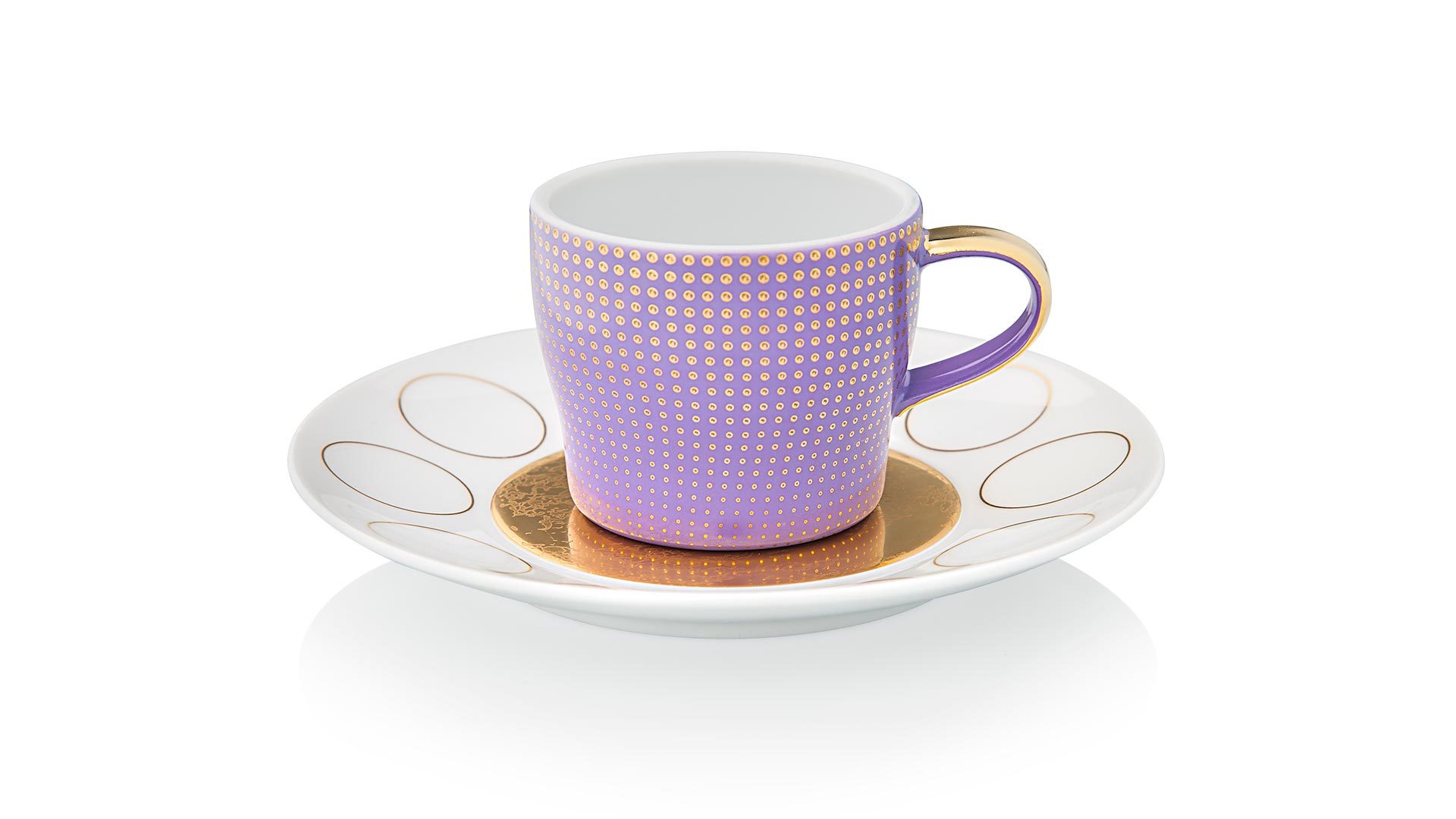 10578971 Furstenberg Набор чашек для эспрессо с блюдцами Furstenberg "Лунный свет" 70мл (желтая и фиолетовая), 2 шт, п/к Фарфор, Керамика  - Вид №1