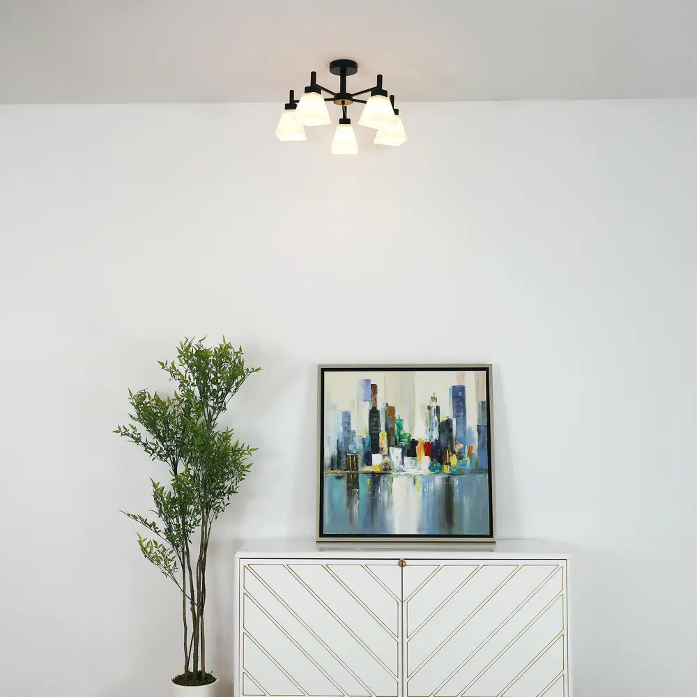 Люстра на штанге Cello 5 ламп 20 м² цвет черный SCHAFFNER STLM-2129668 - Вид №10