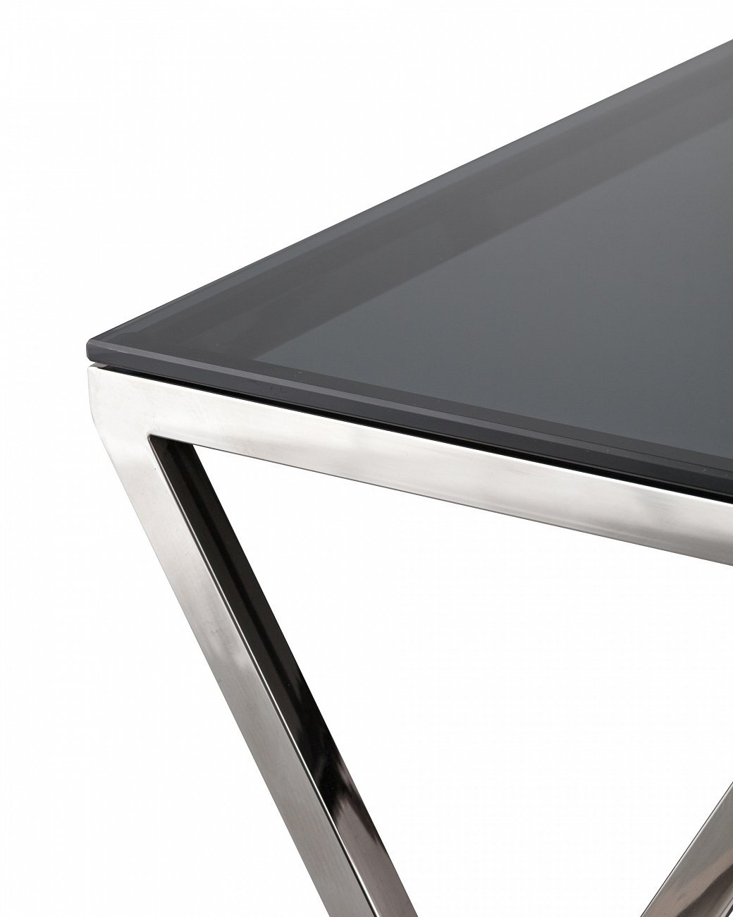 Журнальный столик стеклянный дымчатый с основанием темный хром 55х55 см "Инсигния" STOOL GROUP  00-3881889 Серебро  - Вид №2