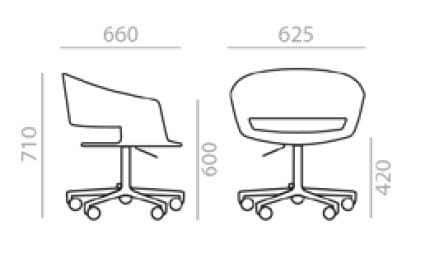 5-спицевое вращающееся офисное кресло Andreu World ARCH-00020567 - Вид №1