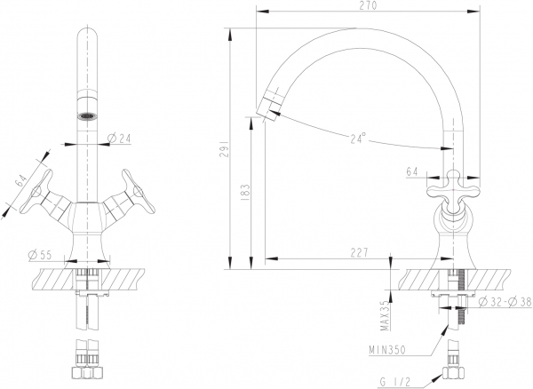 Смеситель для кухни с высоким Р-изливом SUMMER RAIN F777111C bravat - Вид №2