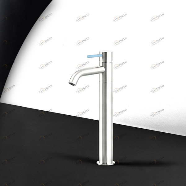 Смеситель для раковины сталь глянцевая с голубой ручкой Toki Radomonte TKS3LCIL17