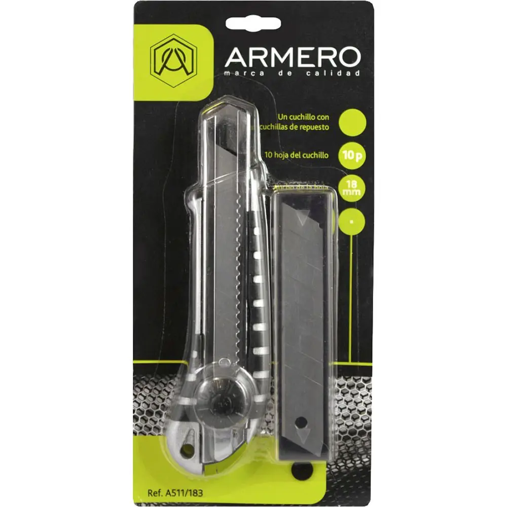 Нож Armero A511/183 обрезиненная рукоять 18 мм, лезвия 10 шт STLM-2113373 - Вид №1