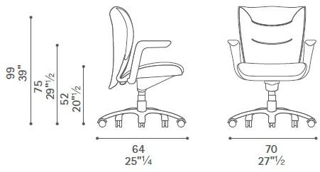 Poltrona Frau Поворотное кожаное кресло Executive с 5-ю спицами и колесами L'ufficio - poltrone ufficio sun-id-1372591 - Вид №7