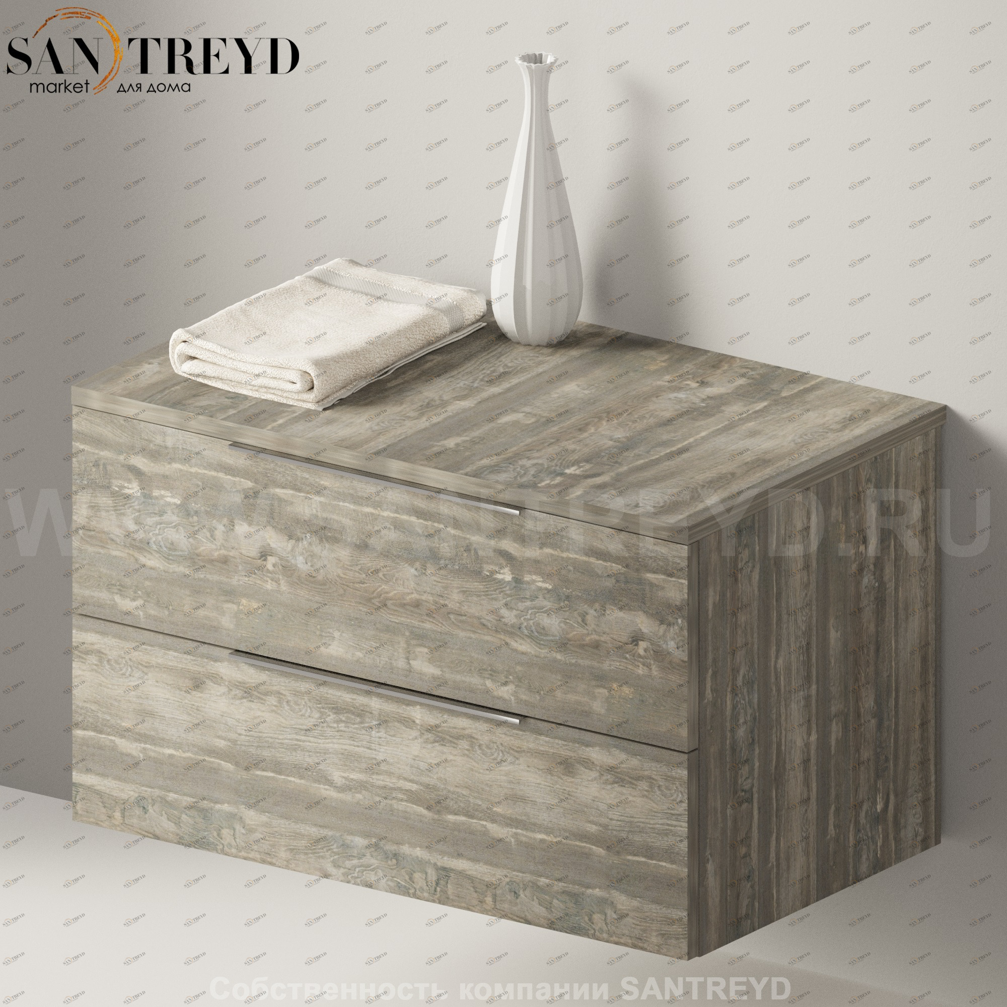 Flaminia BOX Настенная тумба 85 см с 2-мя ящиками BX429.WE Ceramica Flaminia BX429WE