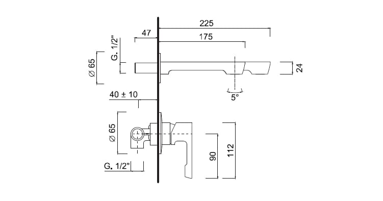 Настенный смеситель для раковины с 2 отверстиями Rubinetteria Giulini Ego ARCH-00117534 - Вид №2
