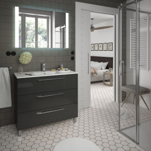 23235 SALGAR Мебель для умывальника FUSSION CHROME 1000 3 ящика GLOSS GREY 997 x 868 x 450 мм Глянцевый серый