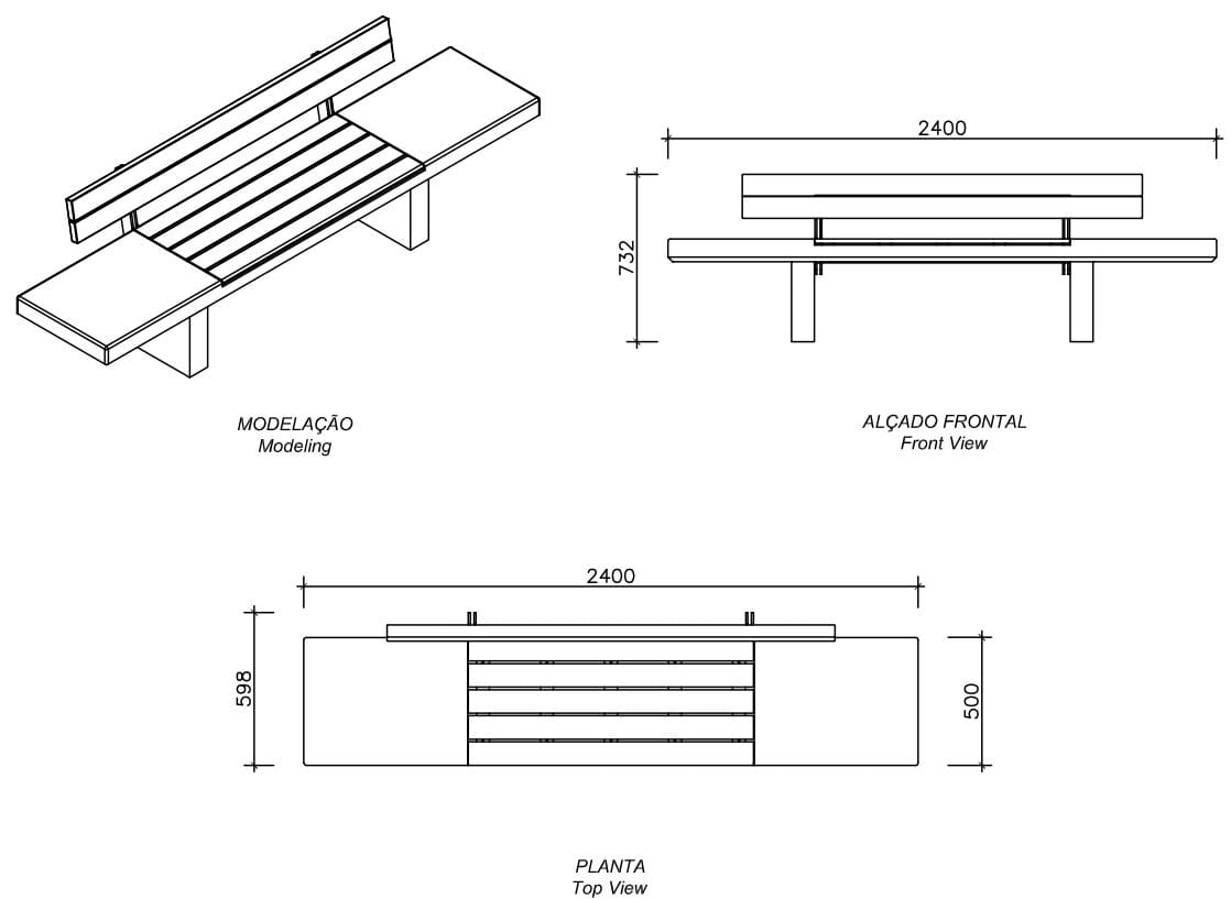 Бетонная скамья со спинкой amop Токио ARCH-00075884 - Вид №2