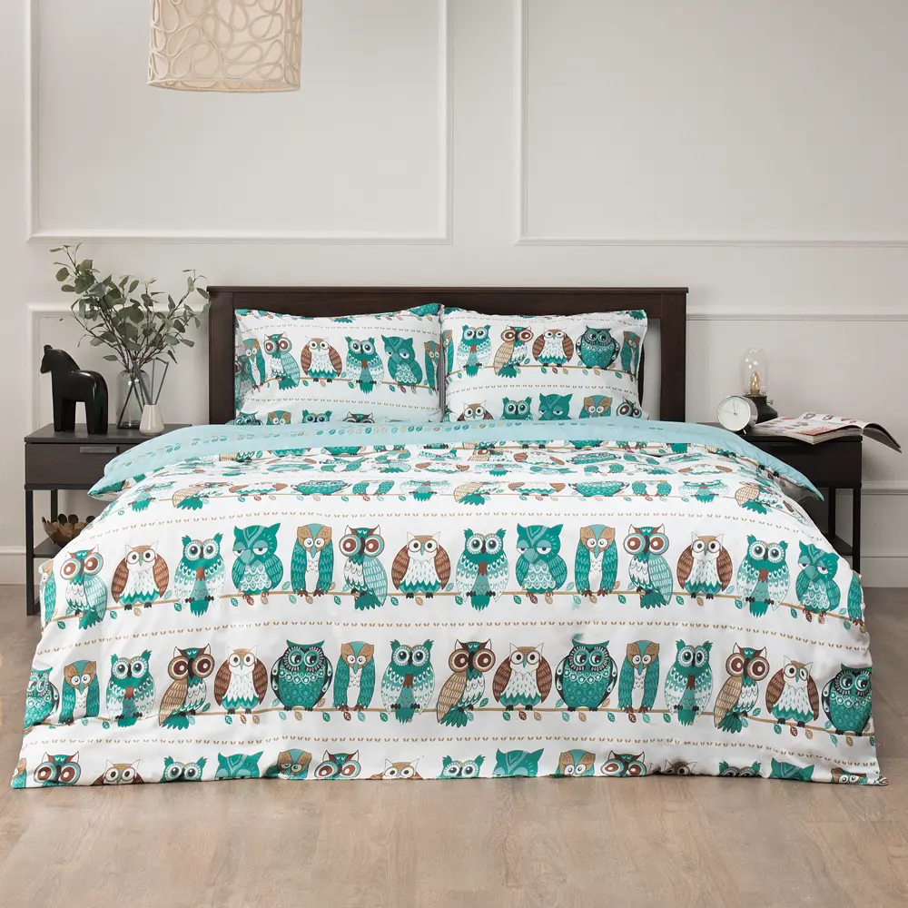 Комплект постельного белья Amore Mio Гарланд евро полисатин синий STLM-2025708