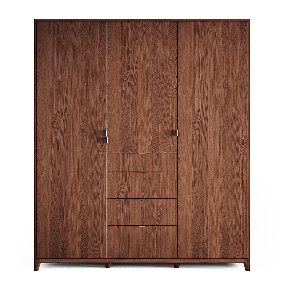 Шкаф трехстворчатый с ящиками дуб тобакко Case №2 THE IDEA  210384 Коричневый  - Вид №1