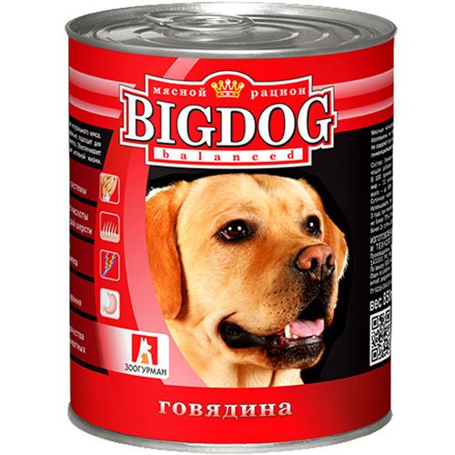 ПР0036391 Корм для собак Big Dog Говядина конс. ЗООГУРМАН 
