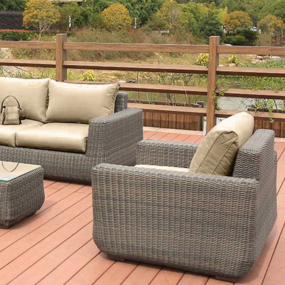 Мебель из ротанга, столик, кресла и диван, серые на 4 персоны AFINA  00-3860468 Серая  - Вид №3