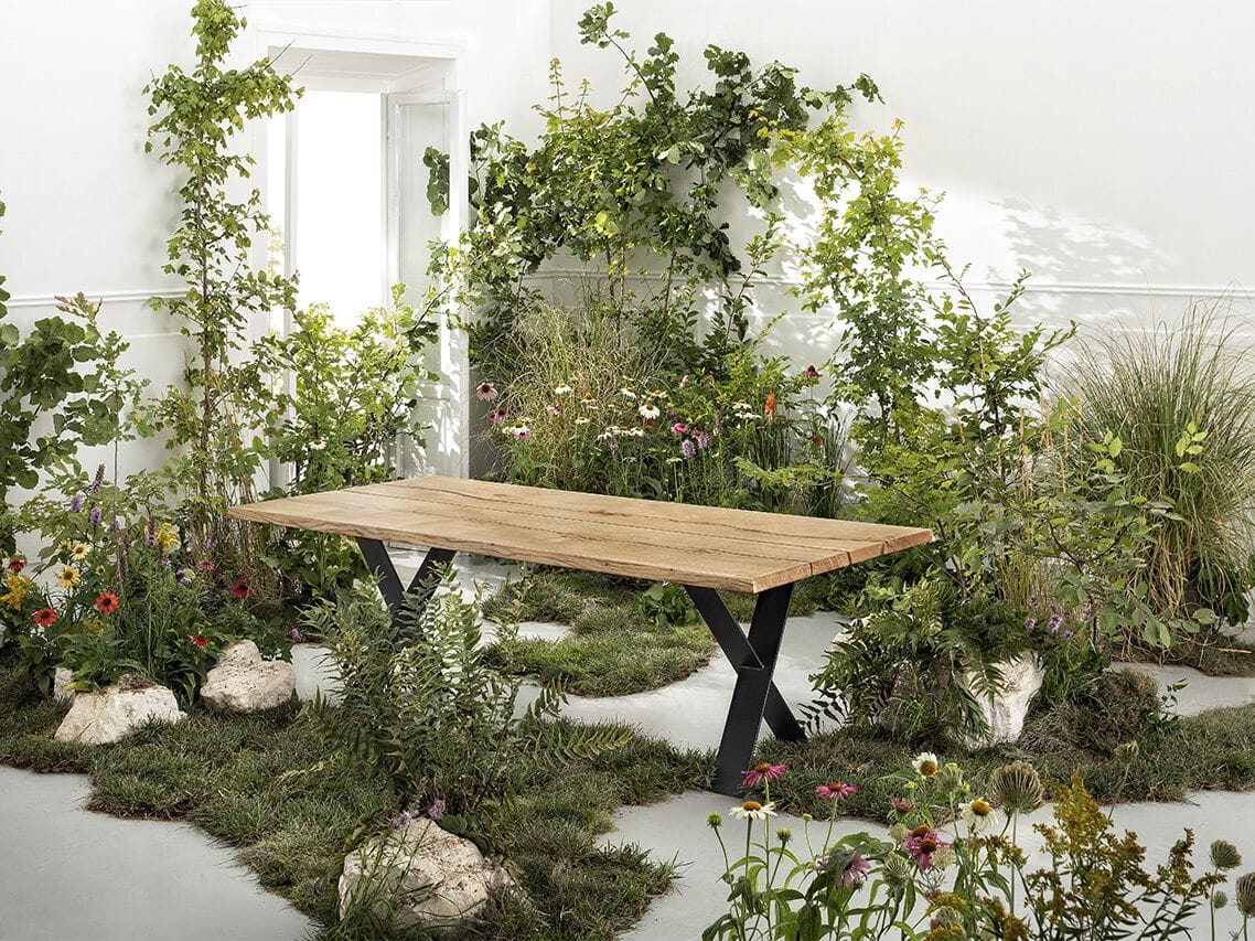 Прямоугольный обеденный стол из стали и дерева Florian Wood&amp ARCH-00124072 - Вид №1