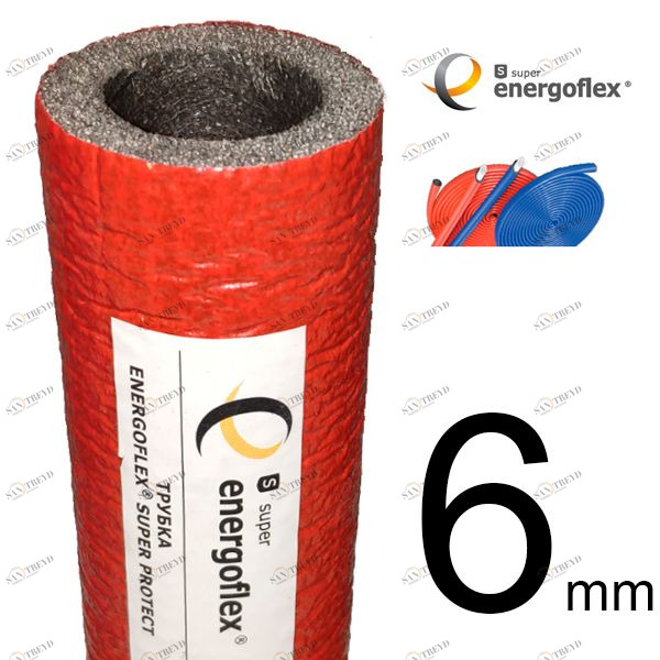 Теплоизоляция Energoflex® Super Protect СПК28/6, для трубы 25, толщина стенки 6 мм, цвет красный EFXT028062SUPRK