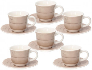 Набор чашек для эспрессо с блюдцем Shabby Beige 90 мл - 6 шт.