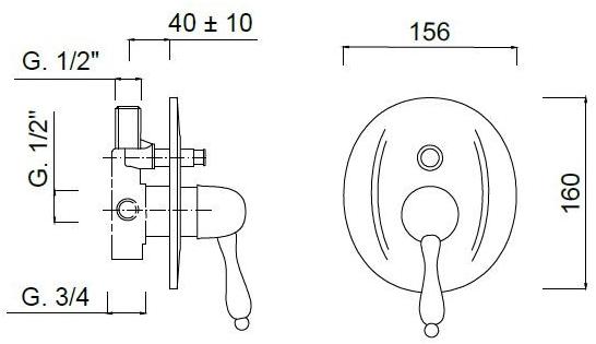 Rubinetteria Giulini Смеситель для душа с переключателем Pragamix - pragamix crystal F7511 - Вид №1