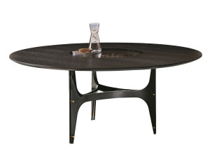 Круглый обеденный стол из стали и дерева