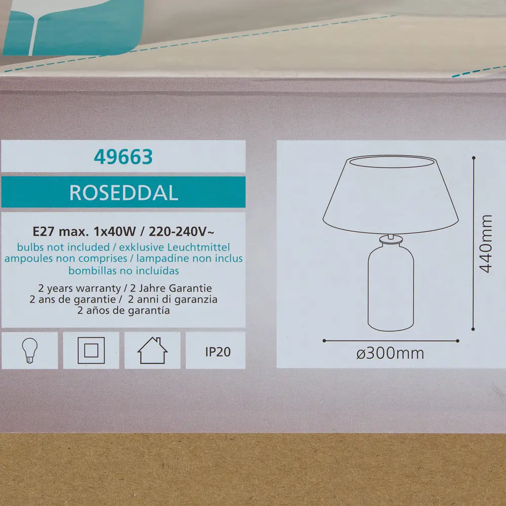 Настольная лампа Eglo «Roseddal» 1хE27x40 Вт, цвет белый/кремовый 18720487 STLM-2166653  - Вид №2