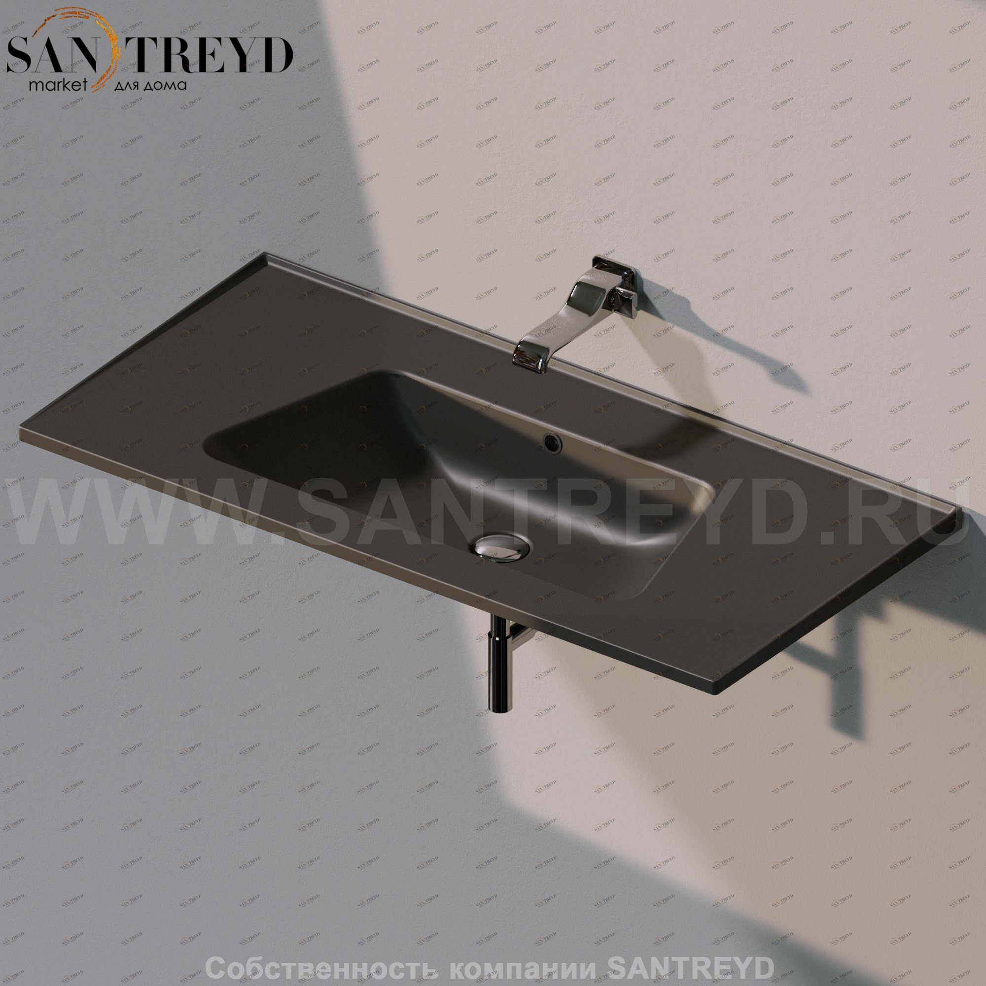 BM105L7006 Подвесная раковина настенная прямоугольная Ceramica Flaminia Bloom черная