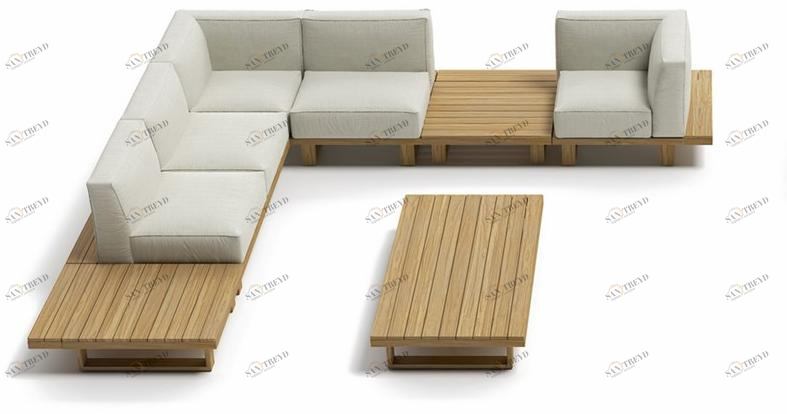 Atmosphera Модульный садовый диван из тика и ткани 9.zero sun-id-1429763