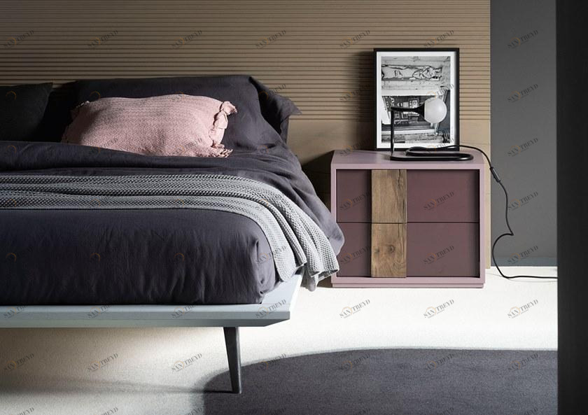 Devina Nais Прямоугольная прикроватная тумба из массива дерева с ящиками sun-id-1450752