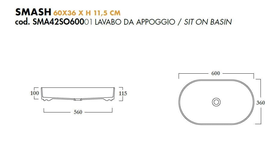 Керамическая овальная столешница Olympia Ceramica Smash ARCH-00020239 - Вид №3