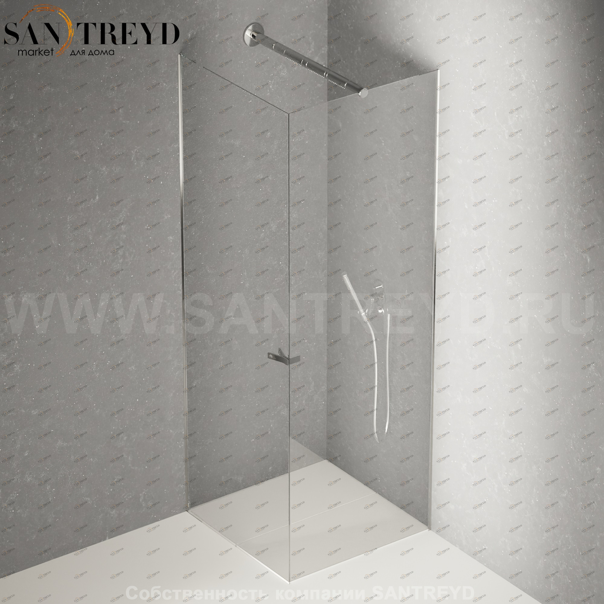 Душевое ограждение FLAT DX подрезаемое, стеклянная с дверью экстрапрозрачная перегородка с держателем и встроенным душем. Размеры: глубина от 70 до 100, длина от 70 до 140 см Agape DXC27010070140XLE