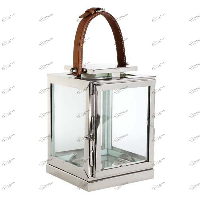 Подсвечник-фонарь металлический серебристый с ручкой Georgian S от Eichholtz EICHHOLTZ EICHHOLTZ 060282 Прозрачный;серебро 