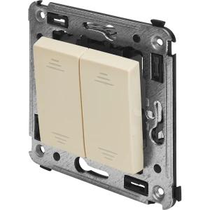 Выключатель встраиваемый DKC Avanti 2 клавиши цвет ванильная дымка