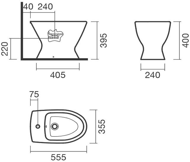 Биде приставное 55 Sanitana KAPA S10077634900000 ( KPBD1E )  - Вид №1