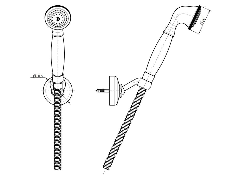 Настенный ручной душ с держателем Rubinetterie Frattini дуплекс ARCH-00093382 - Вид №2