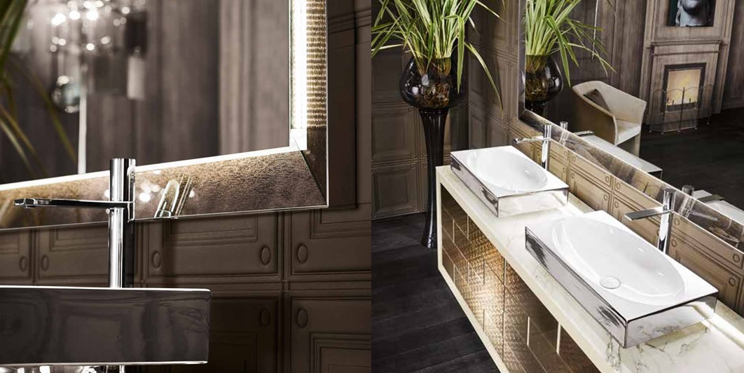 Комбинация ванной комнаты R01 в отделке VETRO golden crash MILLDUE RITZ RITZ01 - Вид №1