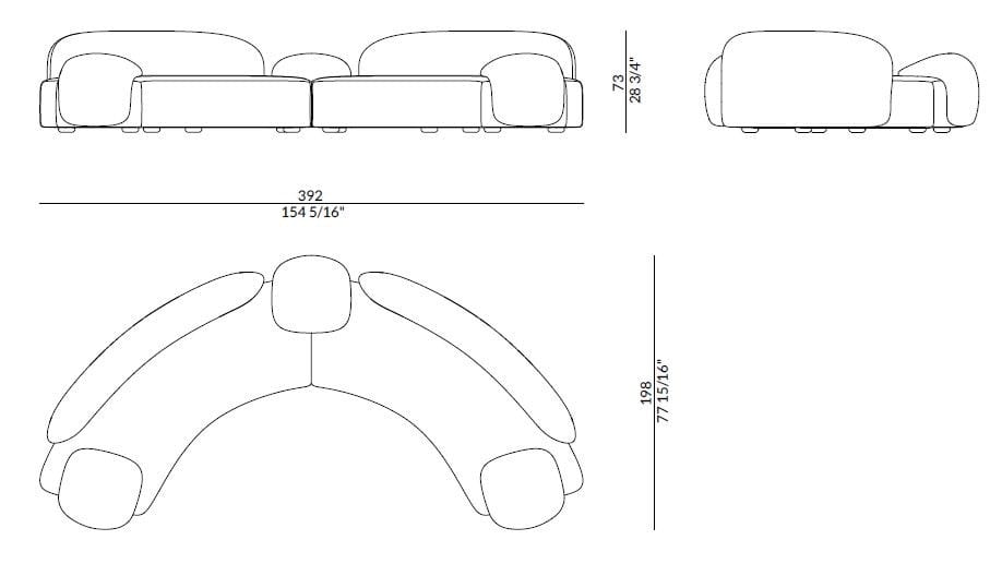 Изогнутый диван из ткани Paolo Castelli вечером ARCH-00035940 - Вид №2