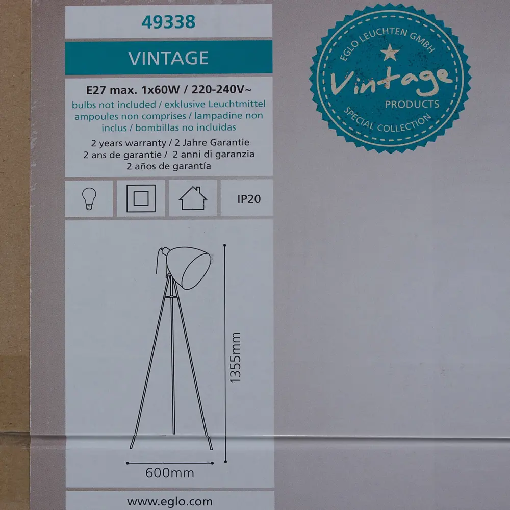 Торшер «Dundee» 1xE27x60 Вт, цвет сталь песочная Eglo STLM-2091092 - Вид №5
