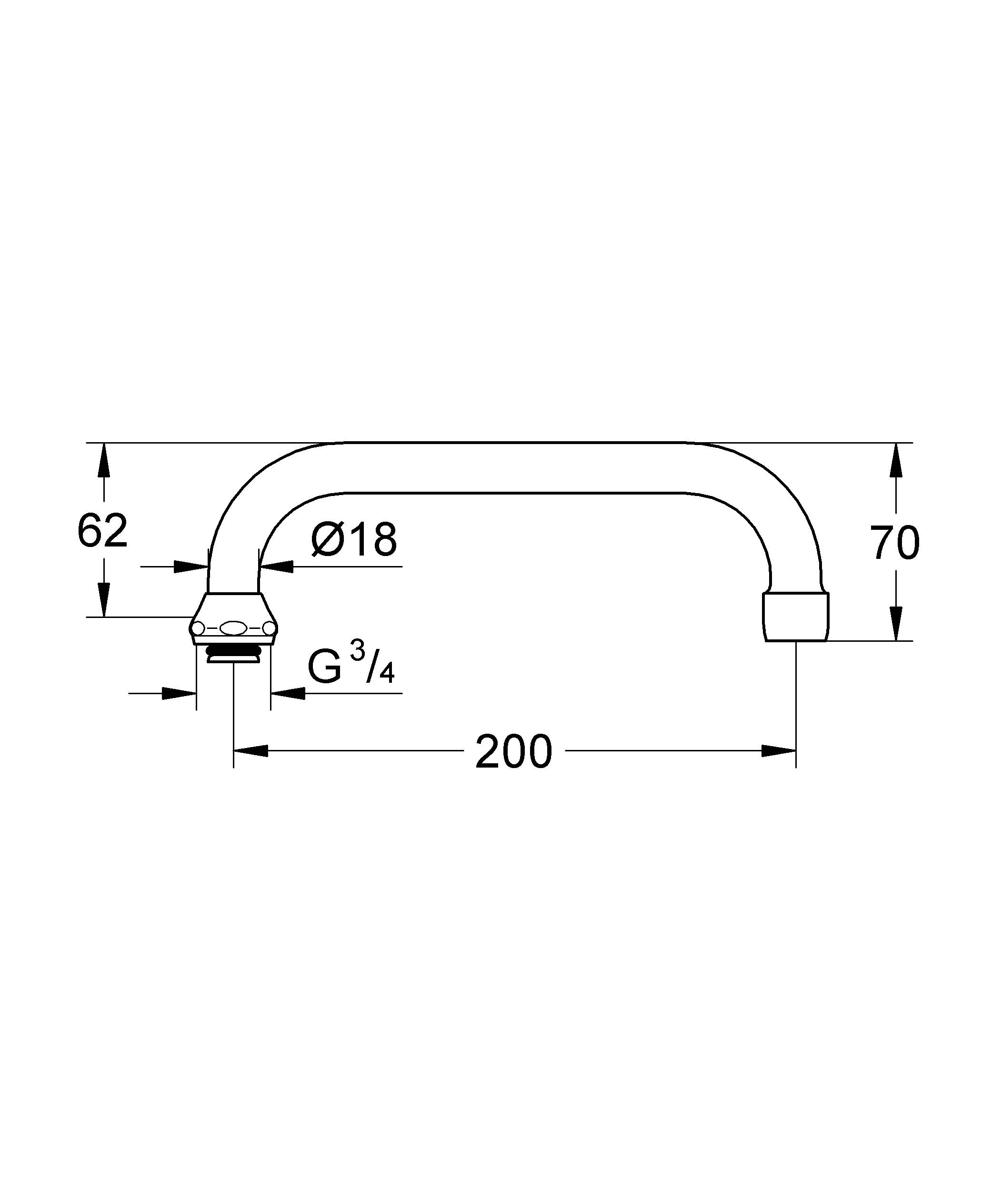 Излив для настенного смесителя для кухни GROHE, хром (13028000) Spare Parts - Вид №1
