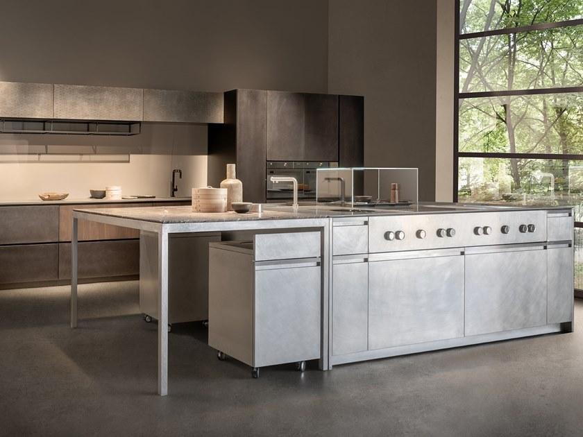 Xera by Arex Модульная кухня из нержавеющей стали и дерева с островом sun-id-1512721 - Вид №1