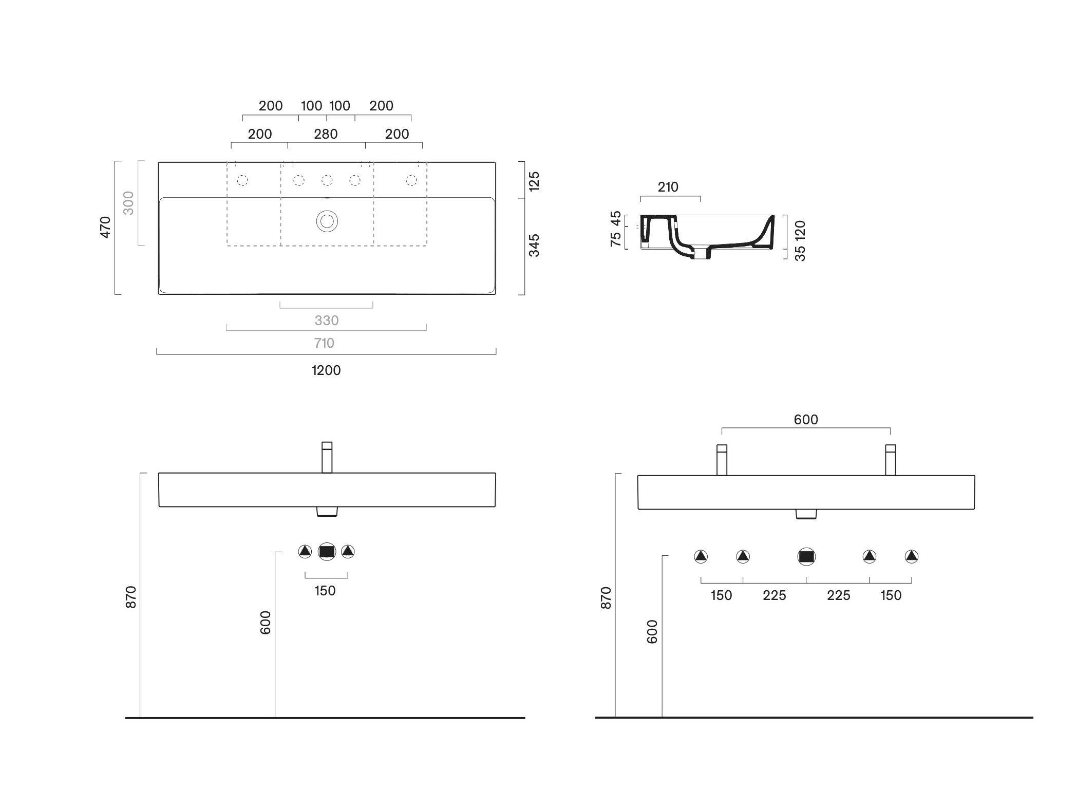 Прямоугольная одиночная раковина CERAMICA CATALANO премиум ARCH-00096022 - Вид №3