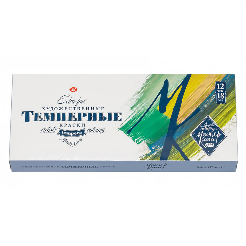 1641007 Краска темпера № 1 12 цв. 18 мл Мастер Класс 