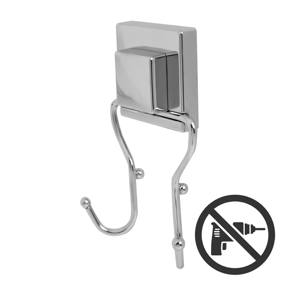 Крючок двухрожковый Sensea «Smart Lock» на присоске цвет хром STLM-2090376