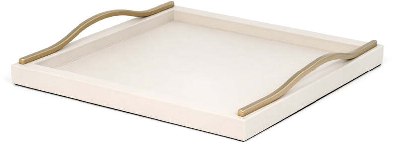 Поднос Onda - 37x37 см/металл-хром/тканая кожа_верблюжья