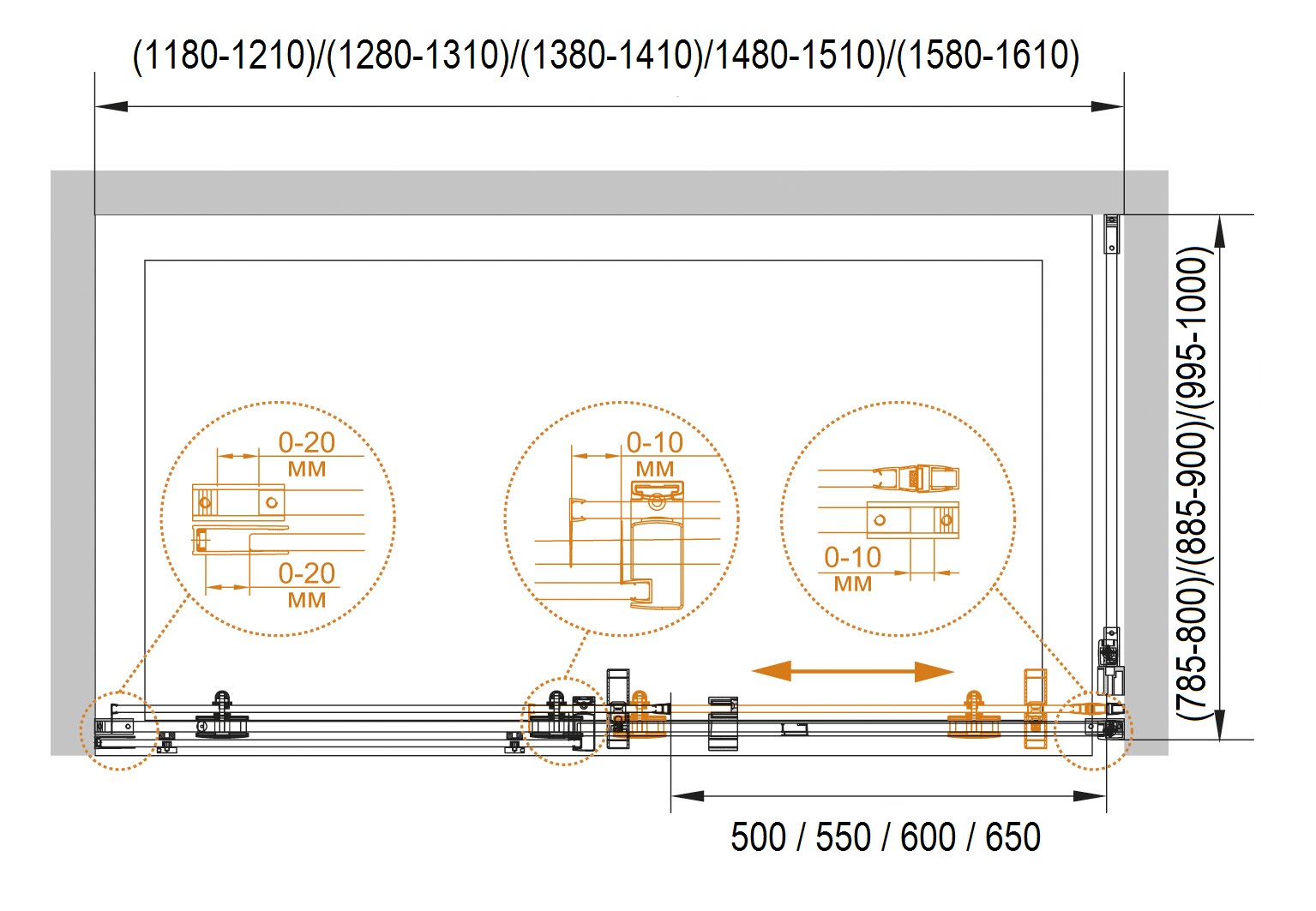 Душевой уголок CEZARES STYLUS-O-M-AH-1-140/90-C-Cr - Вид №7
