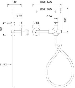 Ceadesign Настенный внешний смеситель для ванны / душа Gastone Gas 29 - Вид №1
